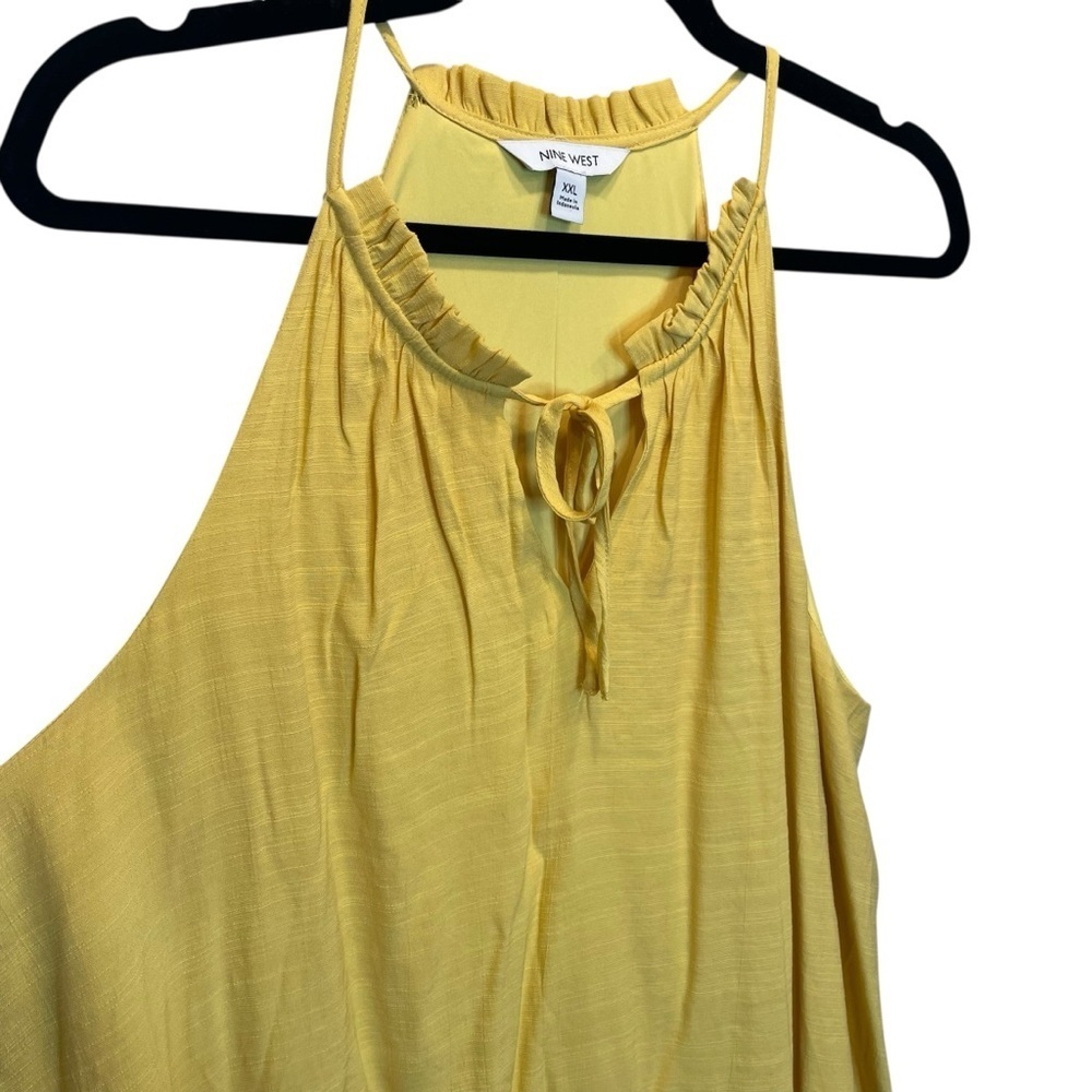 Nine West Tiered Peasant Maxi Dress Sierra Olive Yellow XXL NWOT - Picture 3 of 8